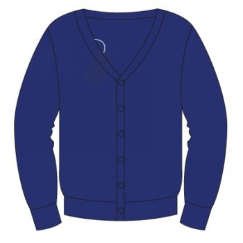 Freemantle  Navy 50% Fairtrade Cotton/Poly Cardigan with School logo.