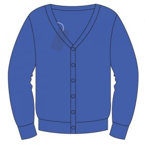 3333 Royal Fairtrade Cotton Cardigan with School logo.