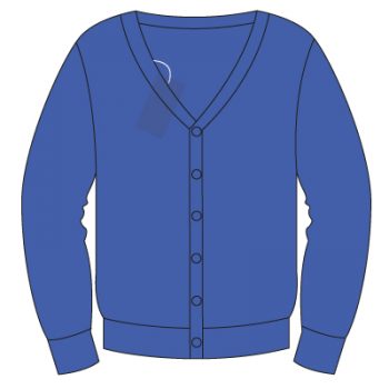 3333 Royal Fairtrade Cotton Cardigan with School logo.