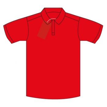 Juniper green  Red Fairtrade Cotton/Poly Polo Shirt with School logo.