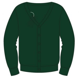 Juniper Green Bottle Green 50% Fairtrade Cotton/Poly Cardigan with School logo. 