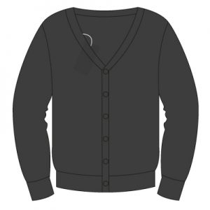 Juniper Green Black 50% Fairtrade Cotton/Poly Cardigan with School logo.