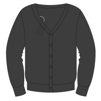 Juniper Green Black 50% Fairtrade Cotton/Poly Cardigan with School logo.