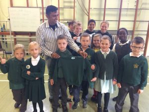 Viswaraj, our Mauritius factory manager, told his story at an impromptu Assembly at St Mary’s (Leith) RC Primary, shortly after which the school introduced a Fairtrade uniform online option.