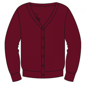 Cheam Fields Burgundy Fairtrade Cotton/Poly Cardigan with School logo