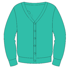 Highfield Cardigan Jade Fairtrade Cotton/Poly with School logo.