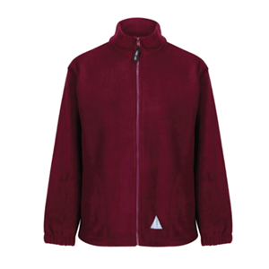 Springhill Catholic Primary School Burgundy Fleece Jacket with School logo.