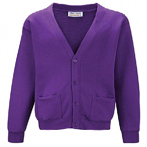 Shirley Warren Primary & Nursery School Purple Cotton/Poly Cardigan with School logo.