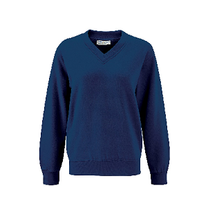 Bun-Sgoil Shleite Navy V-neck Sweatshirt with School logo
