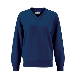 Pitmedden Primary Navy V-neck Sweatshirt with School logo