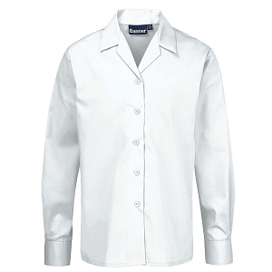 St Mark's Girls White Blouse Open Neck Long Sleeve (pack of 2)