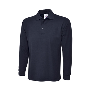 Cantell Navy Long Sleeve Polo Shirt with School logo