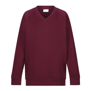 Greyfriars RC Primary School Burgundy V-neck Sweatshirt with School logo