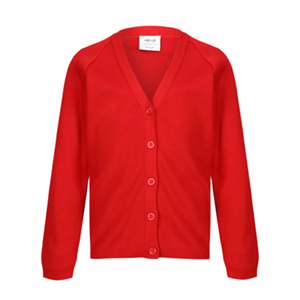 Clyde Primary School Red Knitted Cardigan with School logo