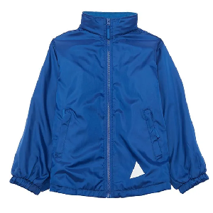 Nether Currie Primary School Royal Blue Fleece Lined Rain Jacket with School logo
