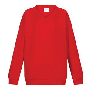 New Pitsligo & St Johns Primary School Red V-neck Sweatshirt with School logo