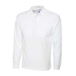 USH White Long Sleeve Polo Shirt with School logo